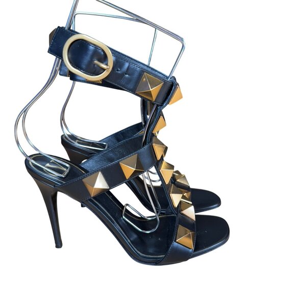 Valentino Garavani Rockstud Roman Stud Black Caged Stiletto Sandals Heels 36.5 - Picture 2 of 11